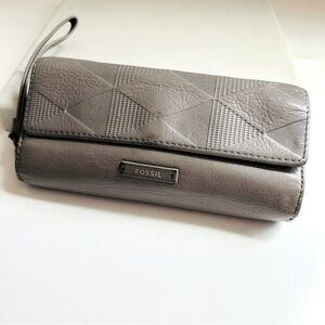Fossil Gray Large Leather Wallet